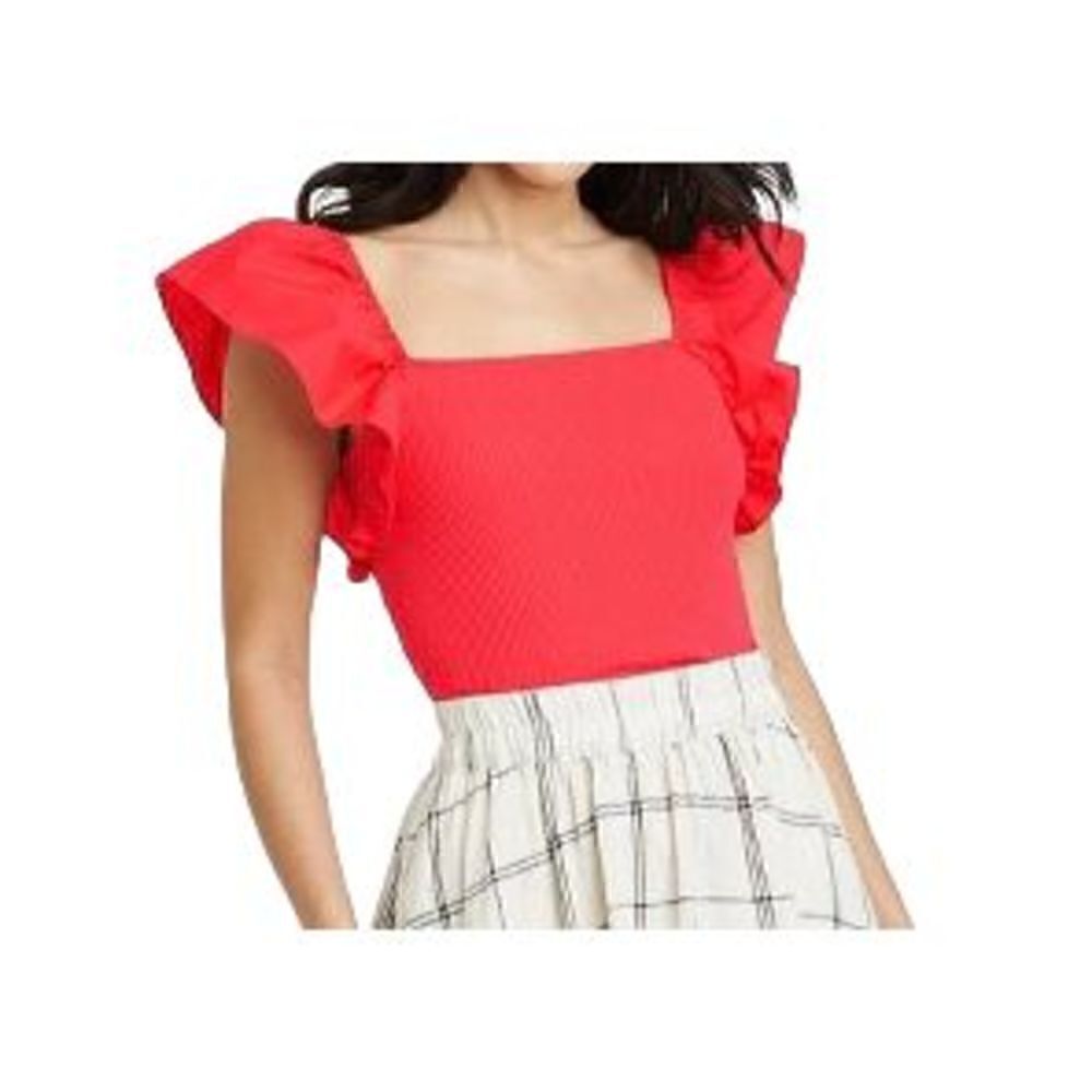 A New Day ruffled sleeveless top, size XL, red